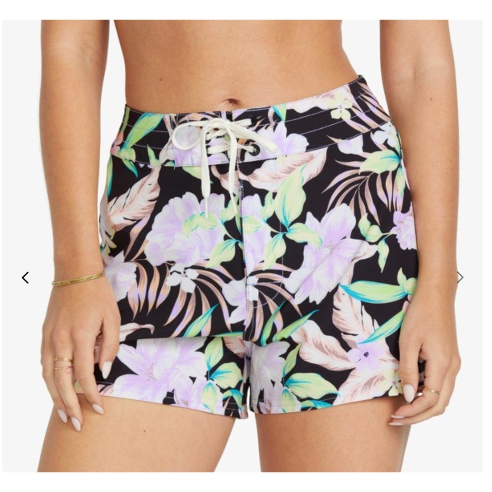 Billabong Shadow Tropical Board Shorts Women's Large Black Floral NWT - Picture 1 of 7